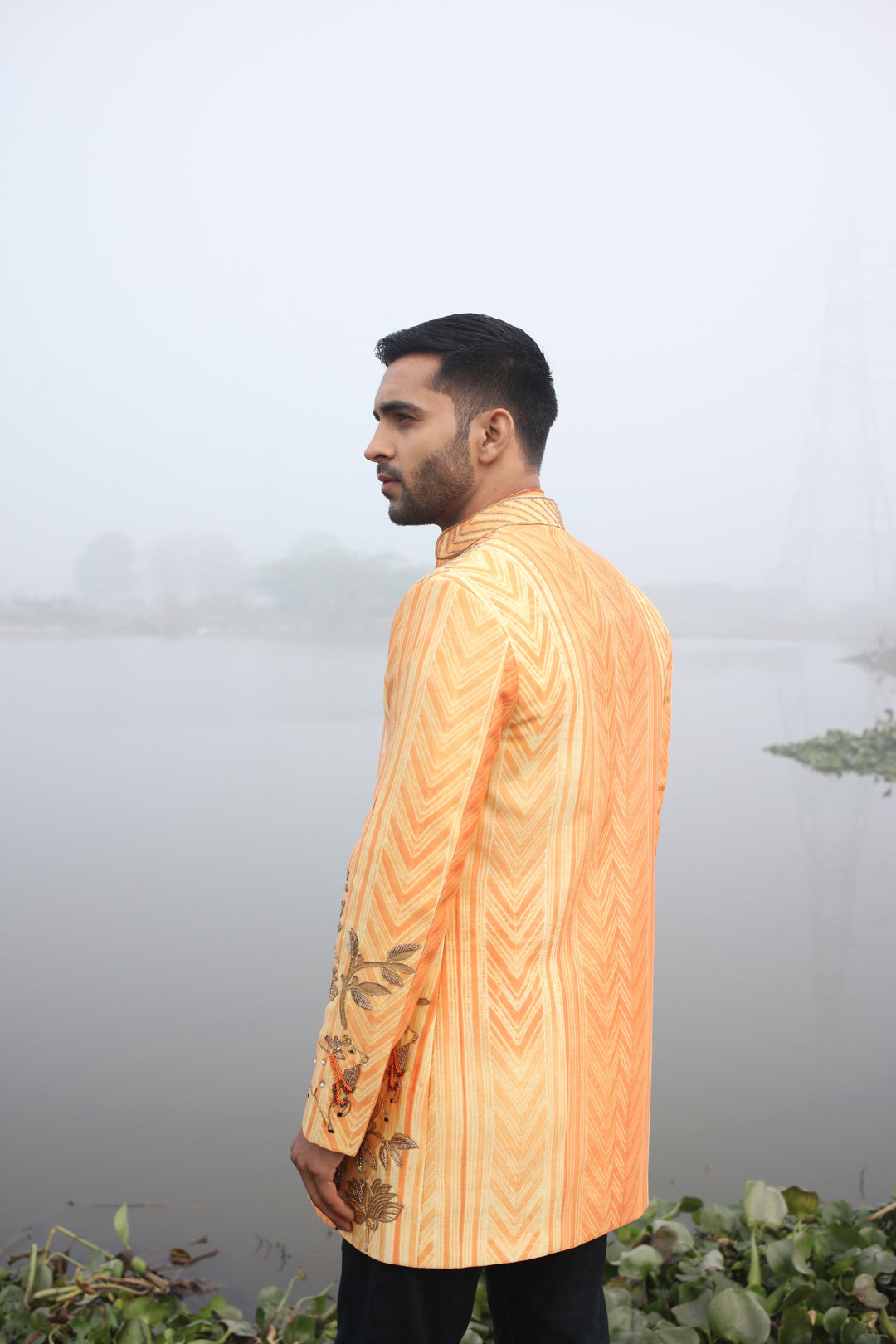 Orange 3-Piece Fusion Wear – Perfect for Haldi
