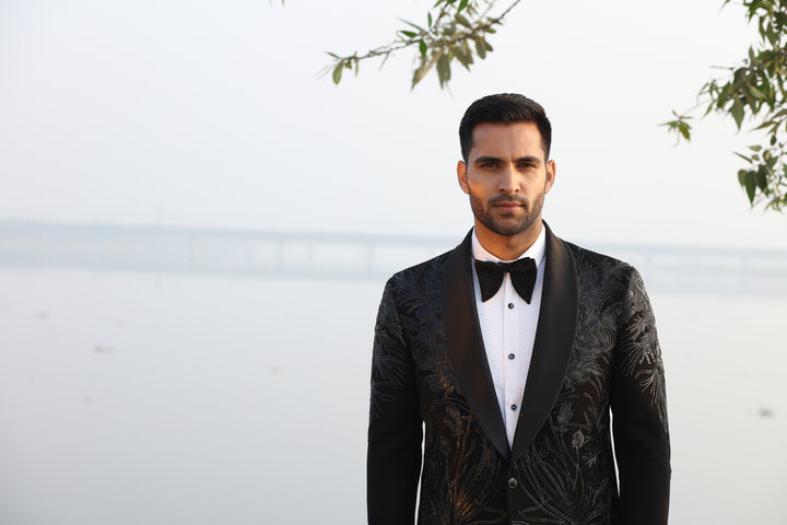 Black Tuxedo with Leather Work