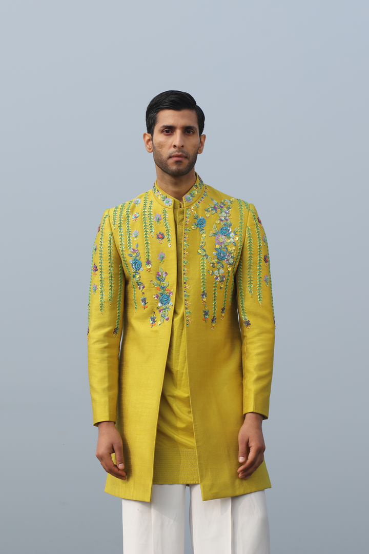 Fluorescent Green 3-Piece with Multi-Color Embroidery