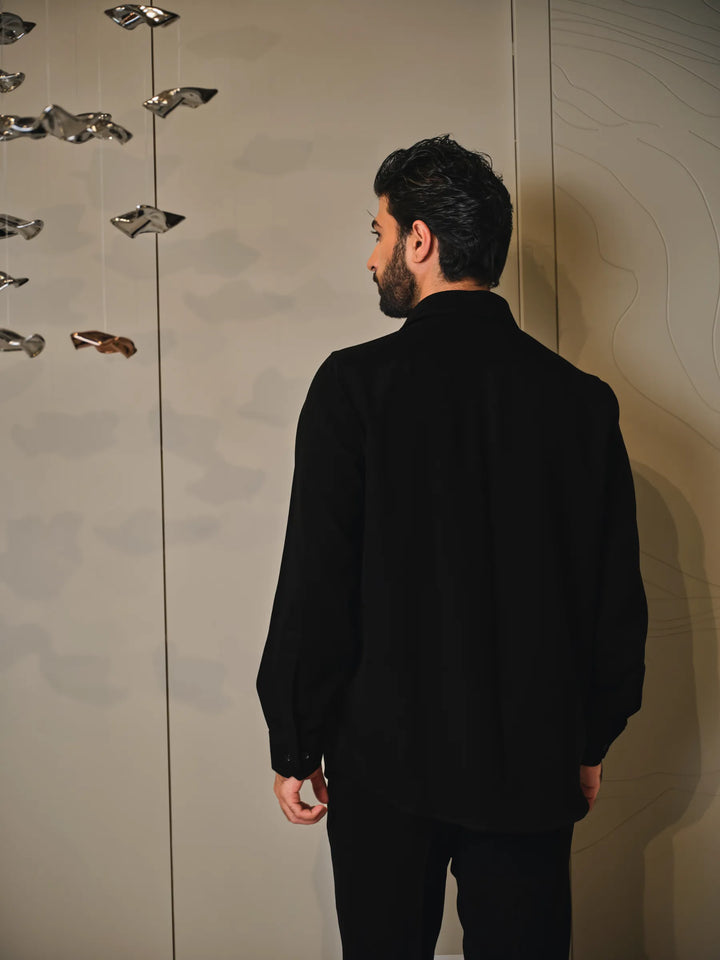 BLACK WITH SILVER EMBROIDERY SHIRT