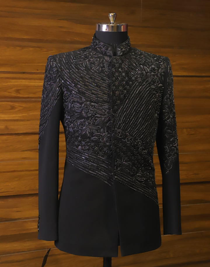 FARAWAY: The Monochrome Sequined Bandhgala